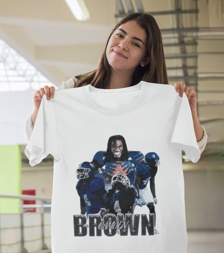 Camden Brown Football Wide Receiver Collage Blue Jersey 4 T-Shirt