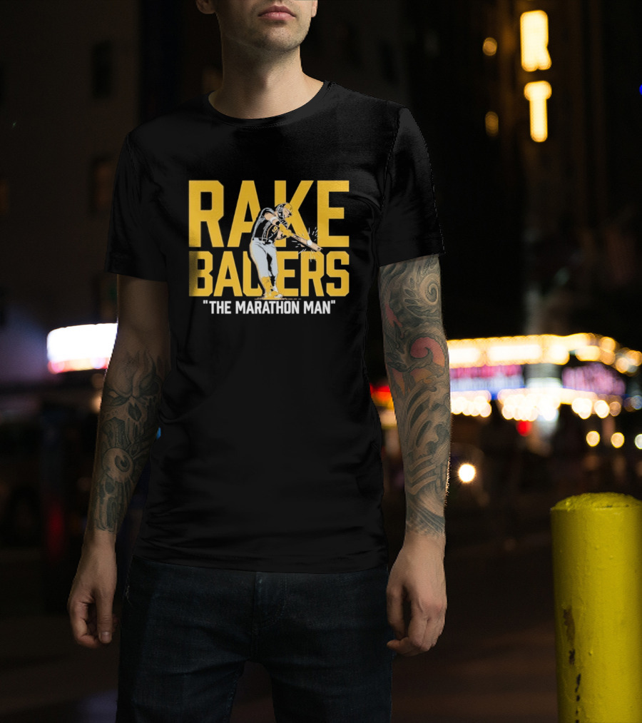 Rake Ballers Marathon Man Baseball Hitter T-Shirt