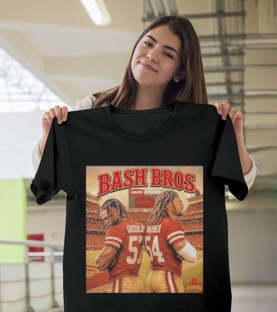 Bash Bros Greenlaw 57 Warner 54 San Francisco 49ers Levi's Stadium T-Shirt