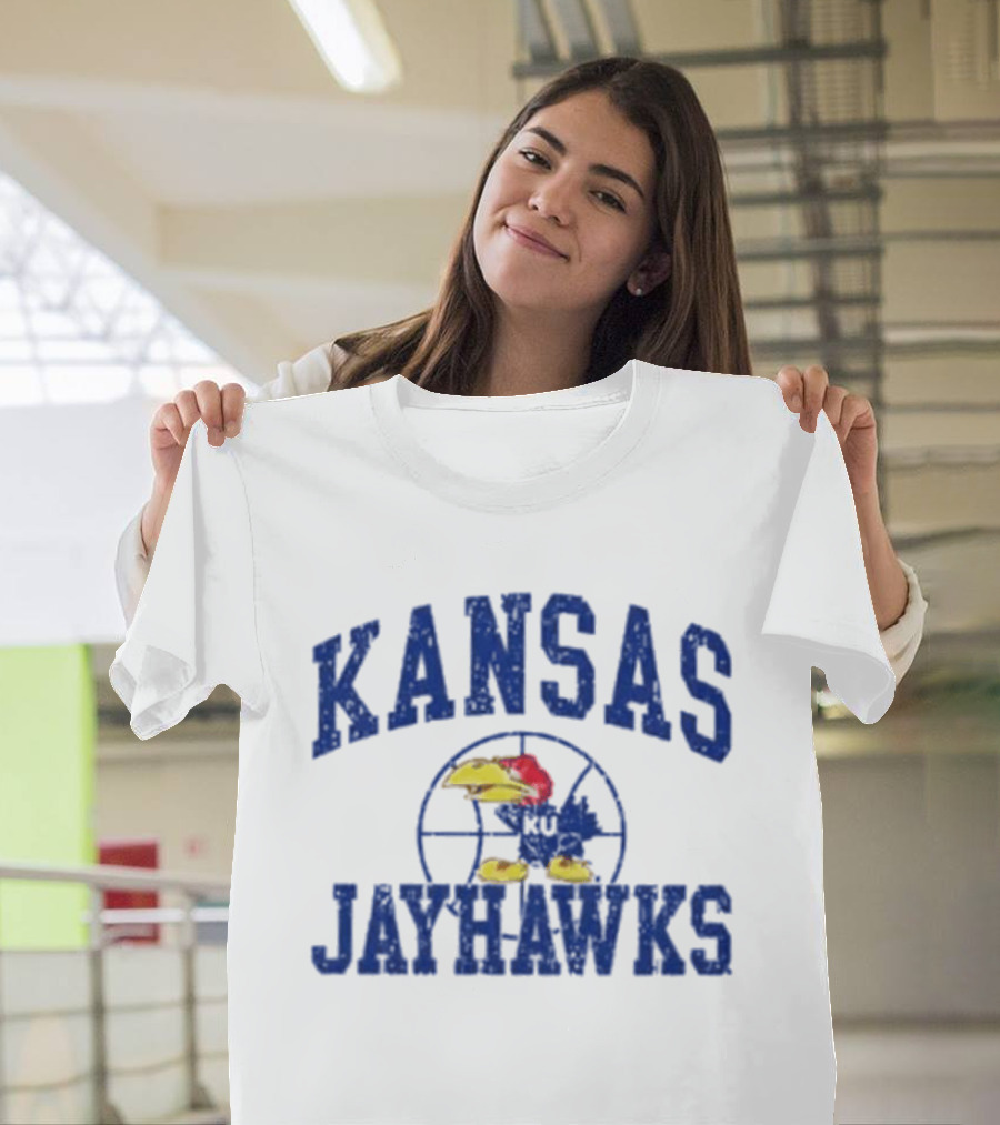Kansas Jayhawks KU Basketball Distressed T-Shirt