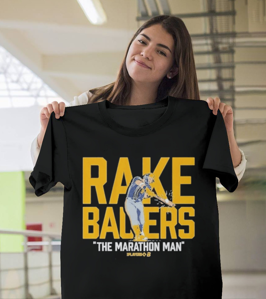 Rake Bauers The Marathon Man Baseball Player Swing Action T-Shirt
