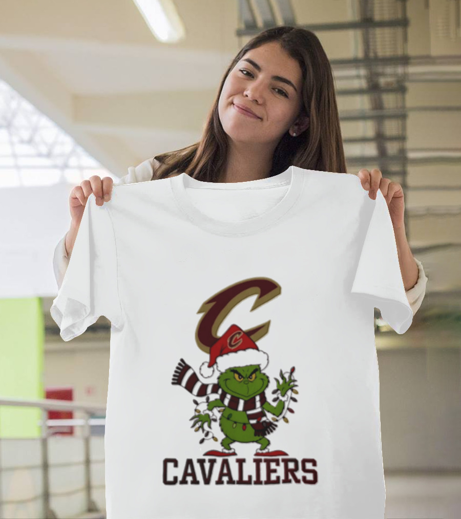 Grinch Cleveland Cavaliers Christmas 2026 Scarf Santa Hat Lights T-Shirt