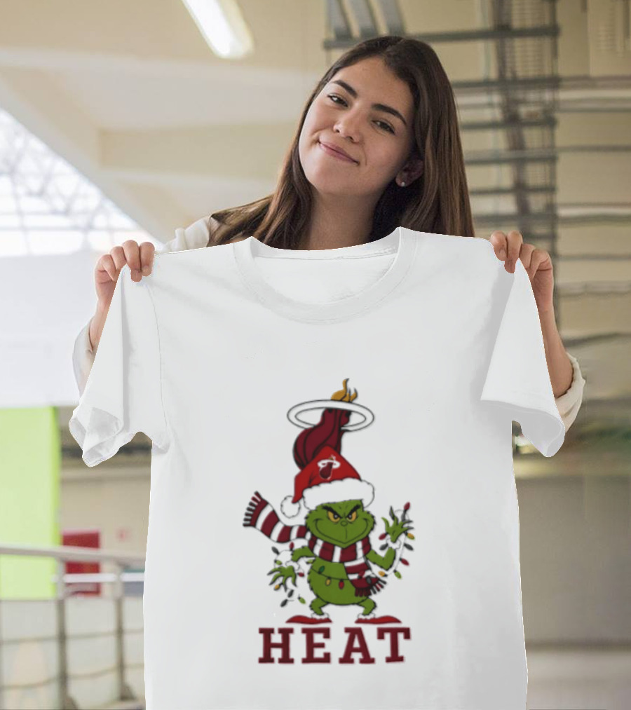Grinch Miami Heat Christmas Lights 2026 T-Shirt