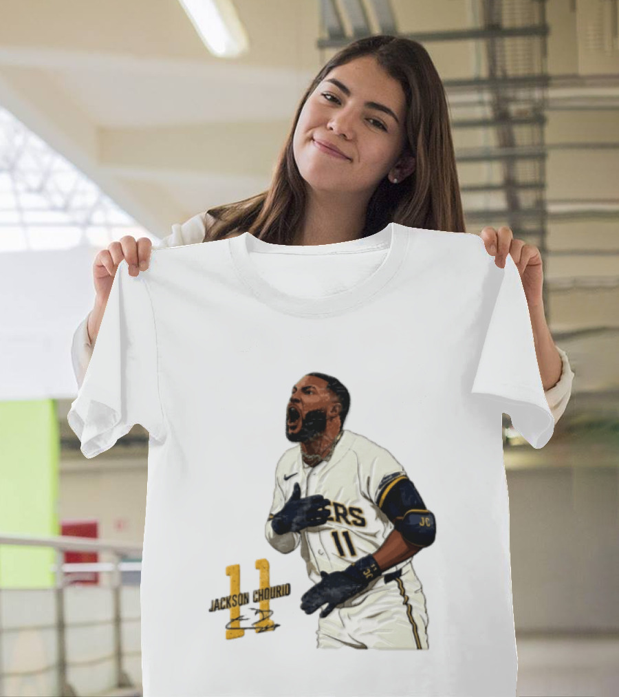 Jackson Chourio 11 Brewers Baseball Player Celebration T-Shirt