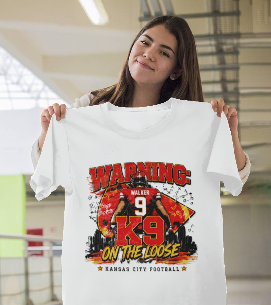 Warning K9 On The Loose 9 Kansas City Football T-Shirt