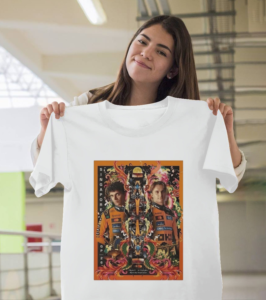 Singapore GP 2026 Oscar Piastri McLaren Racing Art By Ervance Dwiputra T-Shirt