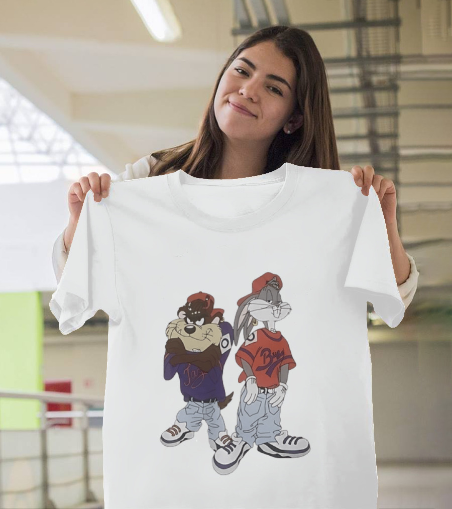 Taz And Bugs Bunny 90s Hip Hop Style Looney Tunes Fashion T-Shirt
