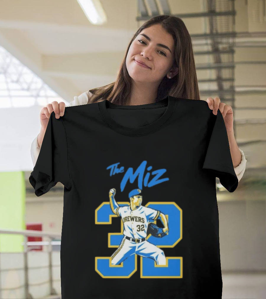 The Miz Milwaukee Brewers 32 MLB Baseball Player Pitching T-Shirt