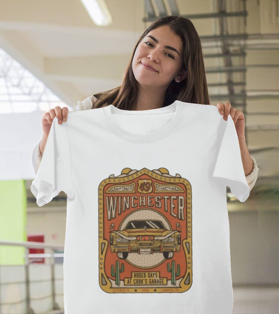 49 Winchester Rodeo Days At Cook's Garage Lubbock TX October 16 2026 Classic Car And Cactus T-Shirt