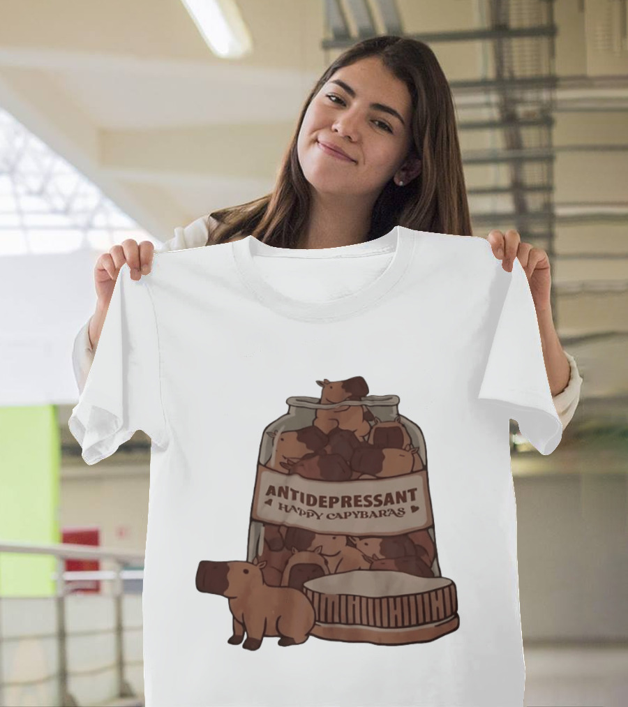 Antidepressant Happy Capybaras Jar Capybara T-Shirt