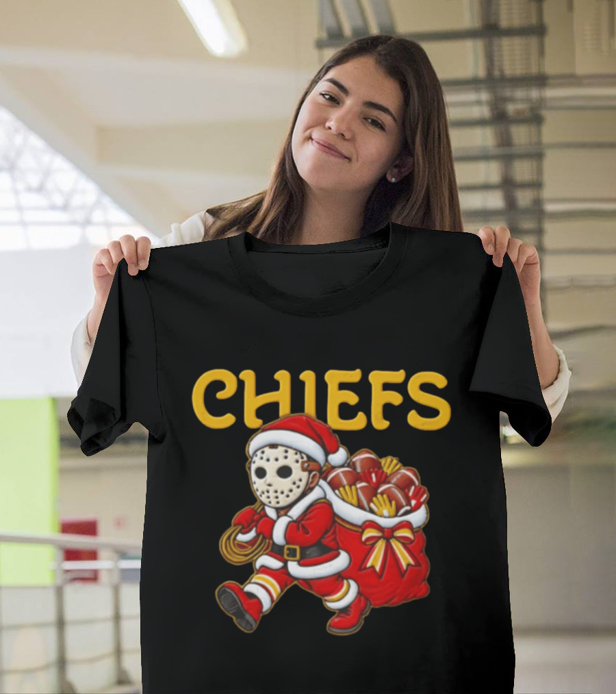 Kansas City Football Christmas Horror Masked Santa Copy T-Shirt
