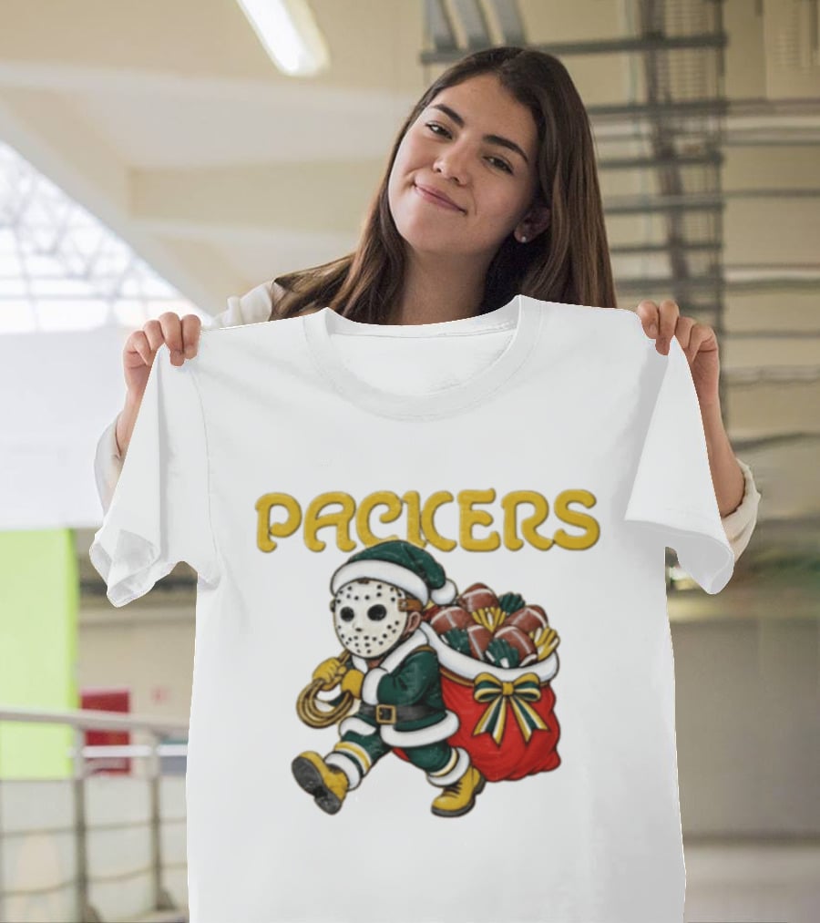 Wisconsin Green Gold Football Christmas Horror T-Shirt