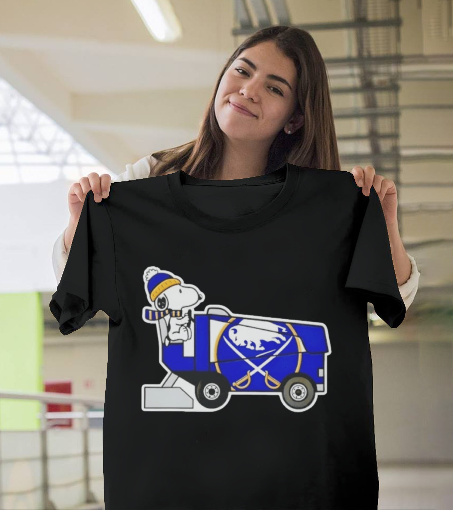 Snoopy Driving Buffalo Sabres NHL Ice Resurfacer Cartoon T-Shirt