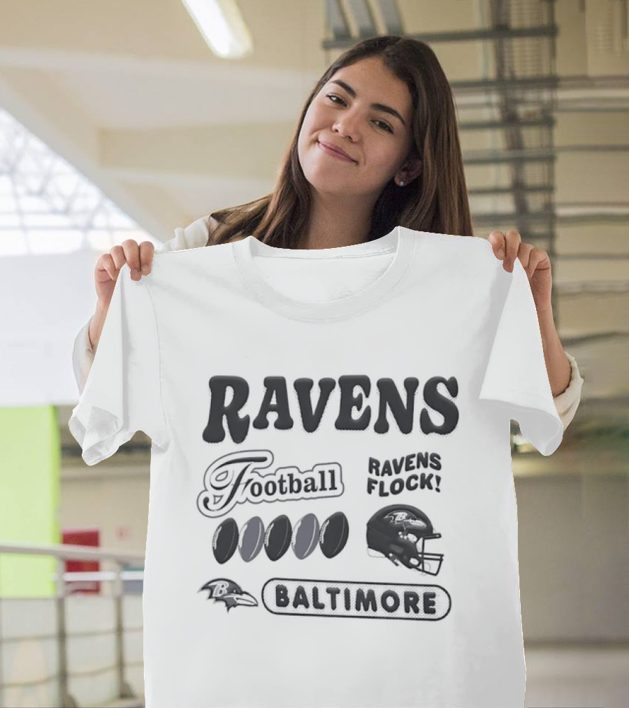 Baltimore Ravens Flock Football Helmet Baltimore Ravens T-Shirt