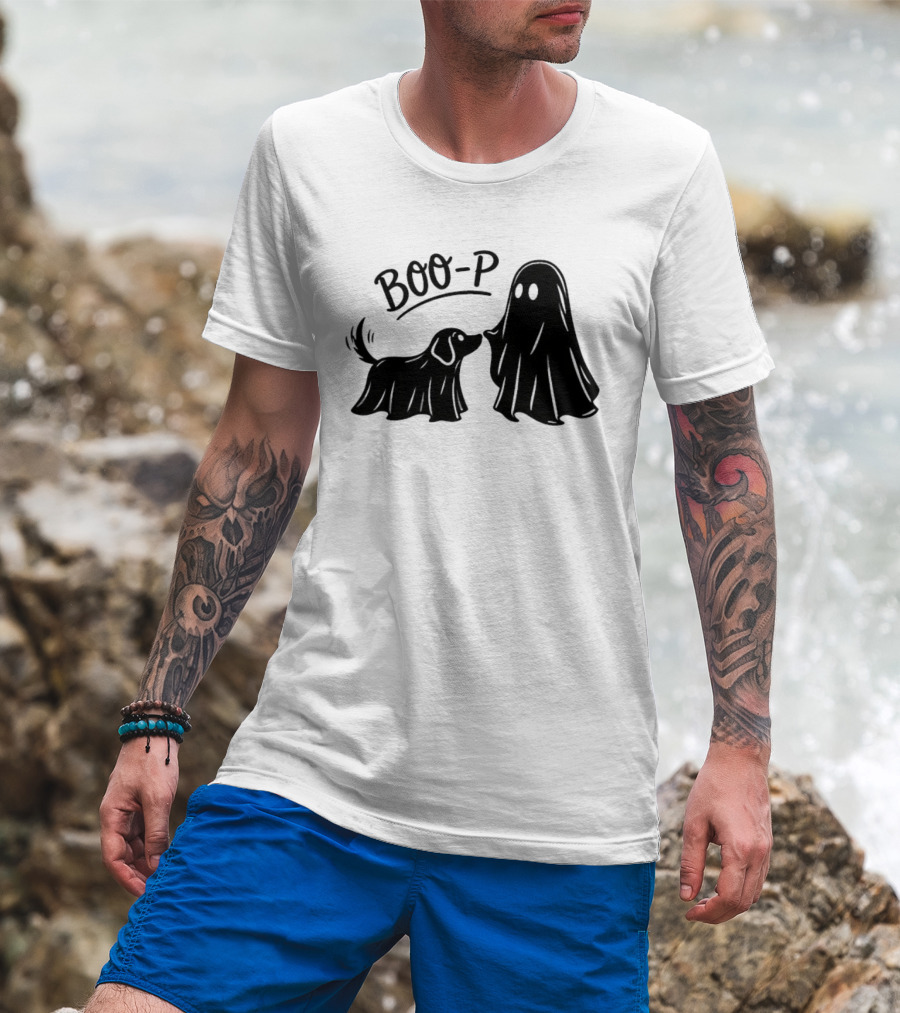 BOO P Ghost Dog Halloween Spooky T-Shirt
