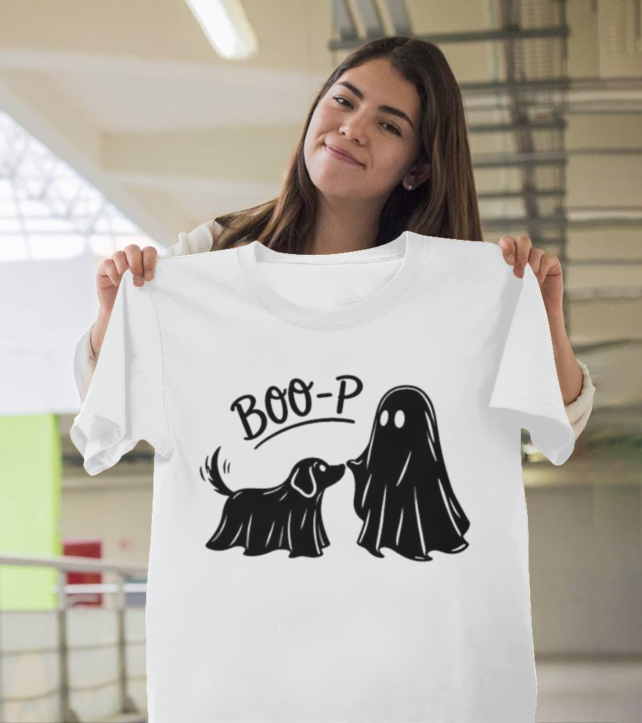 BOO P Ghost Dog Halloween Spooky T-Shirt