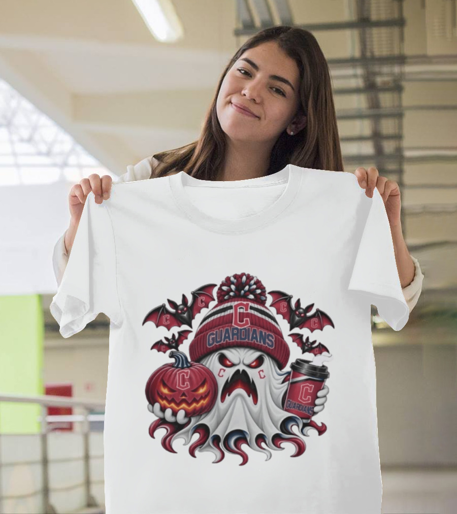 Cleveland Guardians Ghost Halloween Coffee Bat Pumpkin Spooky T-Shirt
