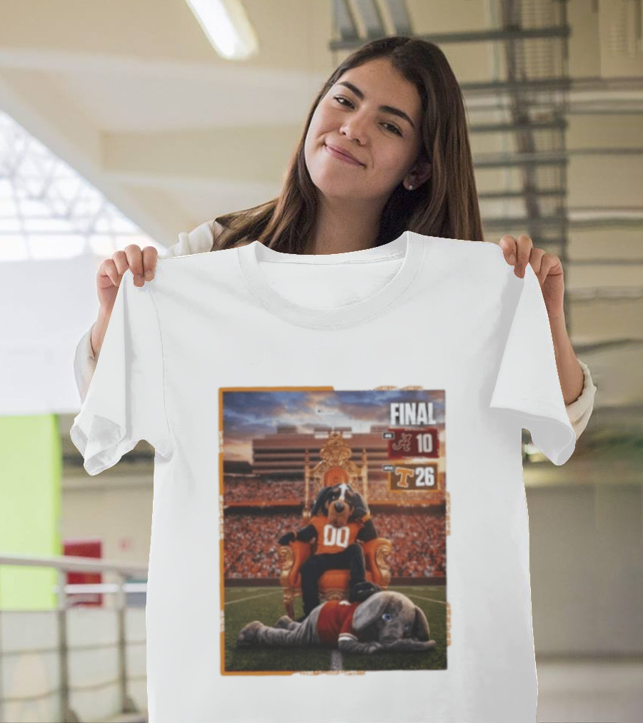 Final Score Tennessee Volunteers 26 Alabama Crimson Tide 10 College Football Victory T-Shirt
