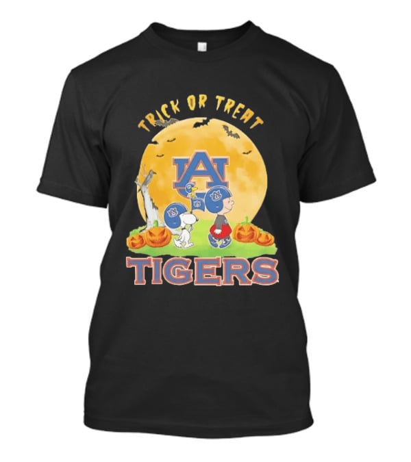 Trick Or Treat Charlie Brown Snoopy Woodstock Auburn Tigers Halloween T-Shirt
