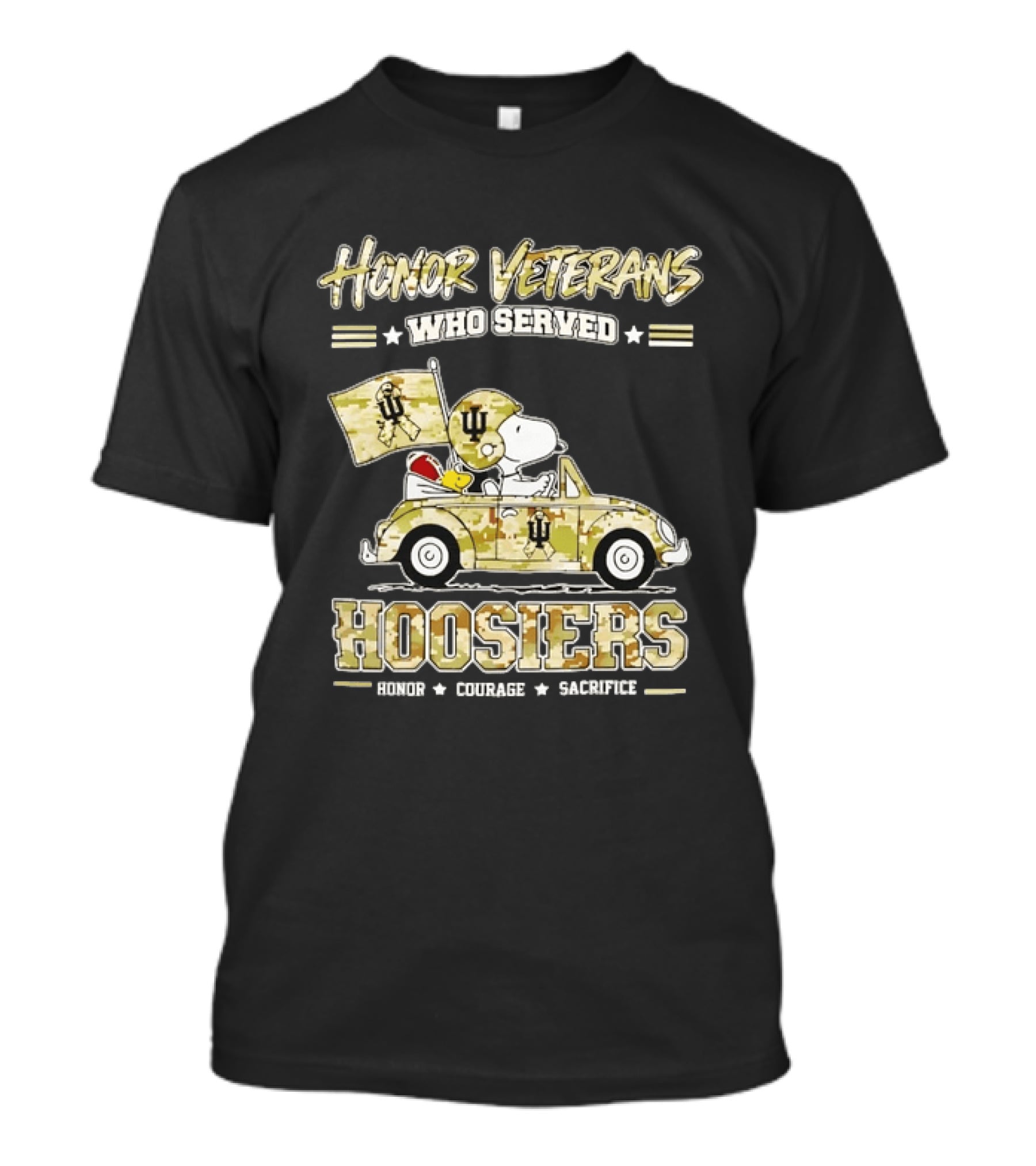 Indiana Hoosiers Snoopy Honor Veterans Who Served Courage Sacrifice T-Shirt
