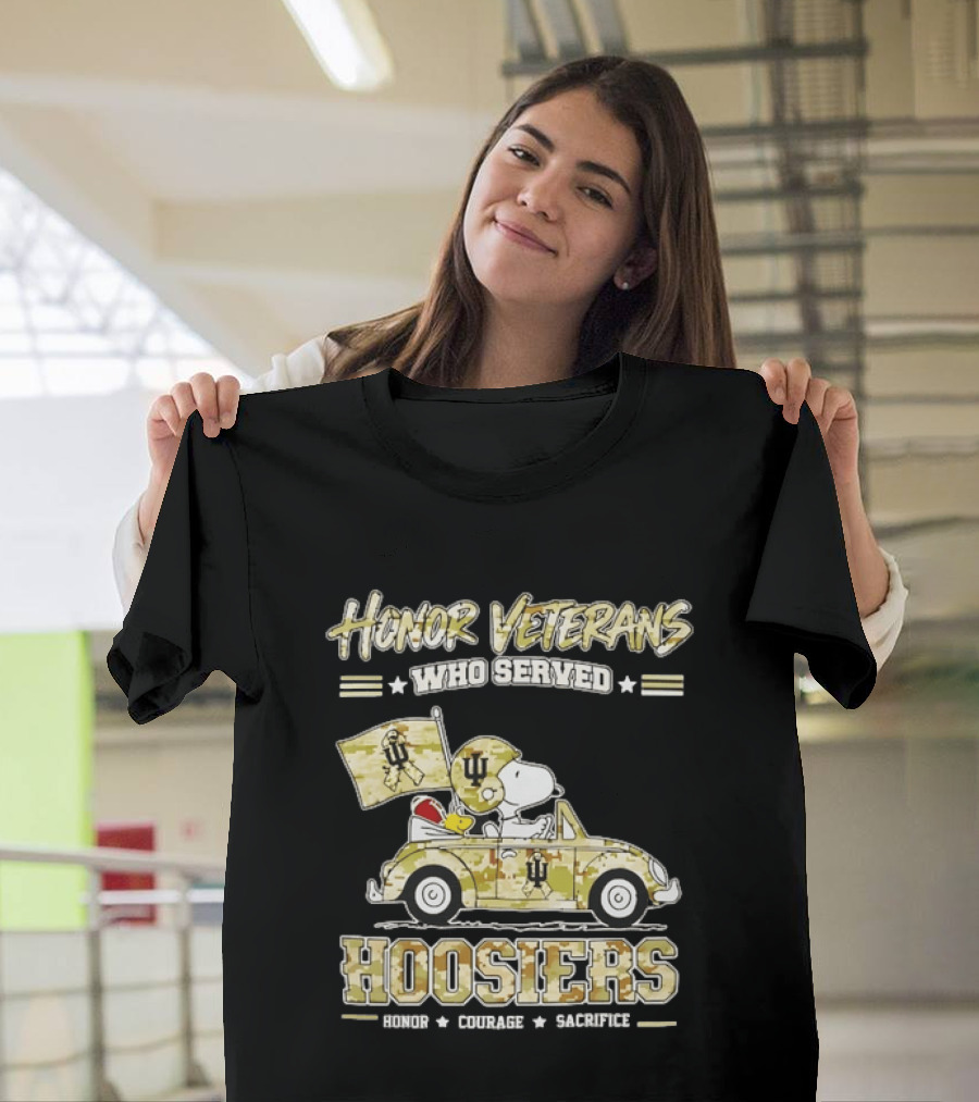 Indiana Hoosiers Snoopy Honor Veterans Who Served Courage Sacrifice T-Shirt