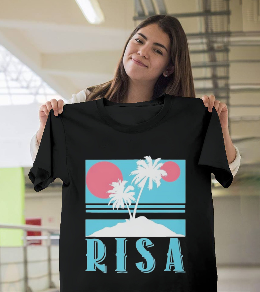 Risa Tropical Island Vacation Palm Trees And Sunset T-Shirt