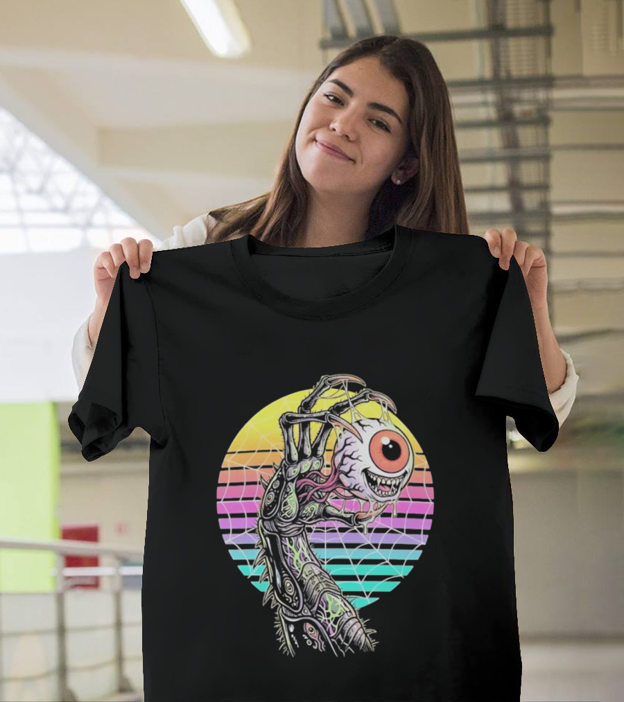 Creepy Eyeball Held By Alien Claw Sunset T-Shirt