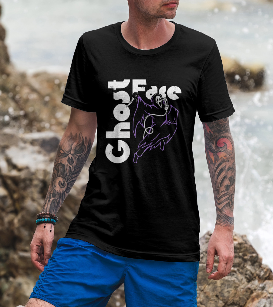 Ghost Face Horror Movie Scream Iconic Mask With Knife T-Shirt