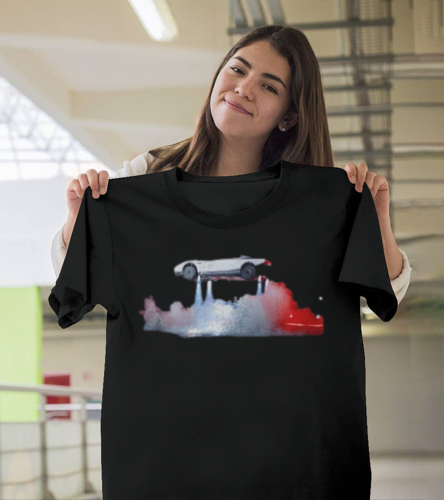 Tesla Roadster Flying Car 2026 Futuristic Innovation Concept With Jet Thrusters T-Shirt