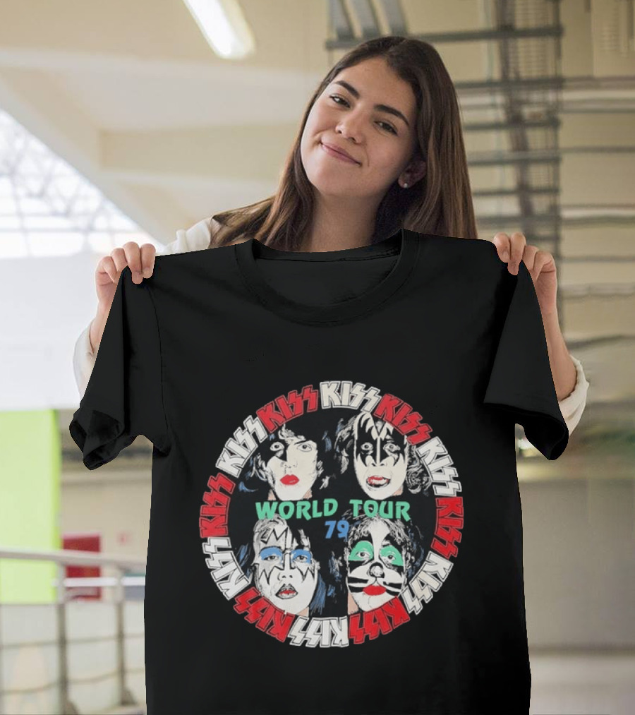 Kiss World Tour 79 Band Rock Music Vintage Concert теe T-Shirt