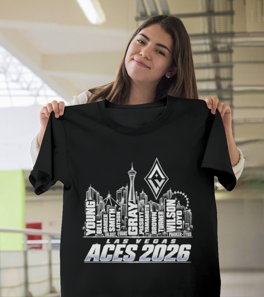 Las Vegas Aces 2026 Skyline Roster Names WNBA T-Shirt