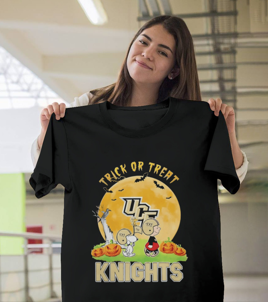 UCF Knights Trick Or Treat Halloween Snoopy Charlie Brown Woodstock Moon T-Shirt