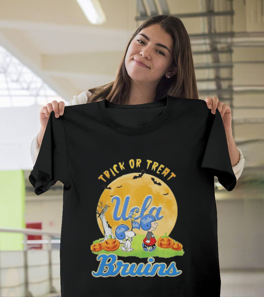 UCLA Bruins Snoopy Charlie Brown Woodstock Trick Or Treat Halloween Moon T-Shirt