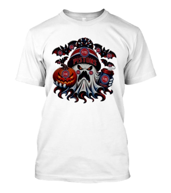 Detroit Pistons Halloween Ghost Pumpkin Coffee 2026 T-Shirt