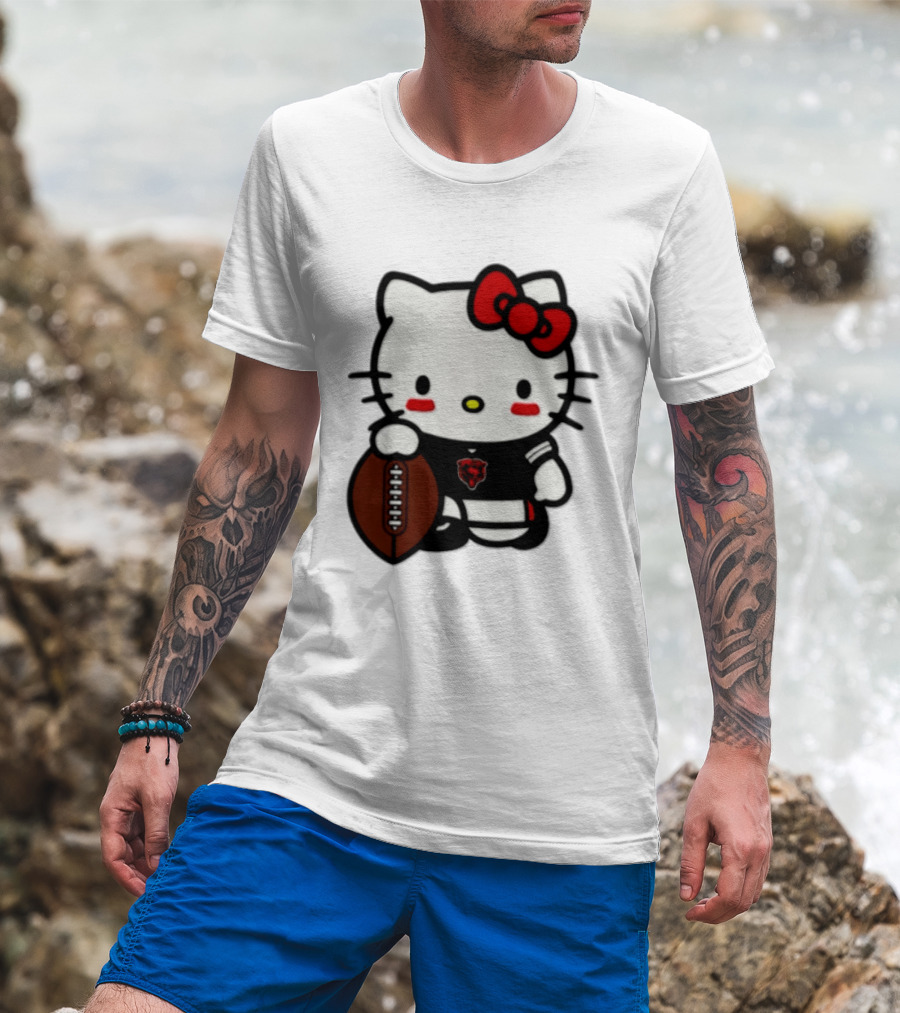 Hello Kitty Chicago Bears Football Cartoon T-Shirt