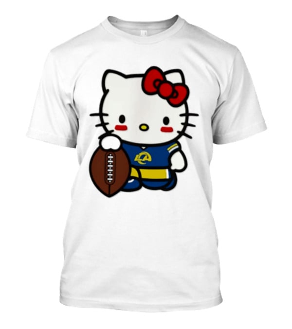 Hello Kitty Los Angeles Rams Football Fan Cartoon T-Shirt
