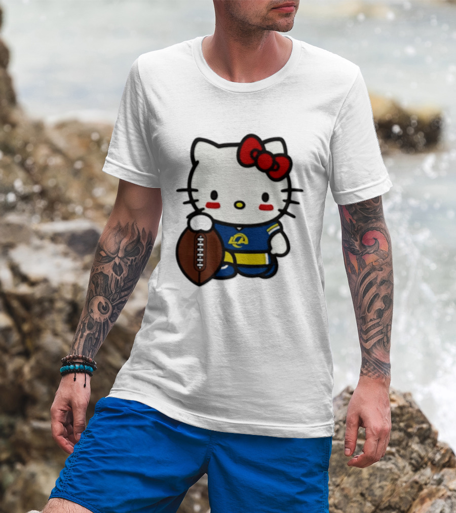 Hello Kitty Los Angeles Rams Football Fan Cartoon T-Shirt