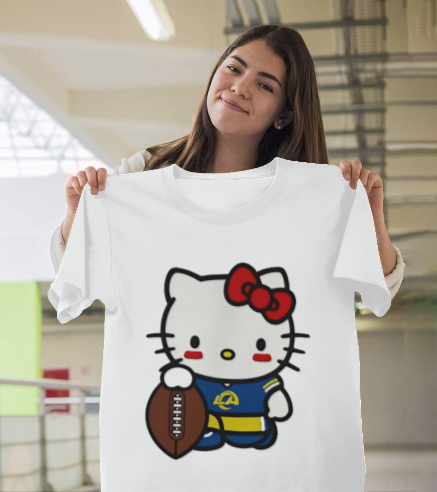 Hello Kitty Los Angeles Rams Football Fan Cartoon T-Shirt