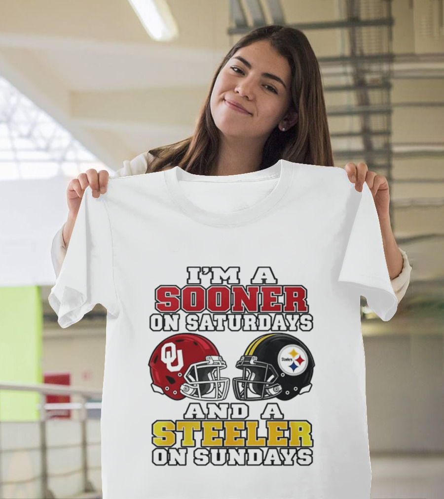 I'm A Sooner On Saturdays And A Steeler On Sundays 2 Helmet 2026 T-Shirt