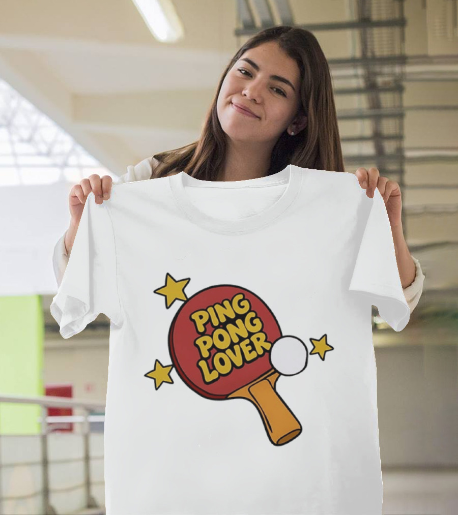 Ping Pong Lover Table Tennis Paddle Racket Stars T-Shirt