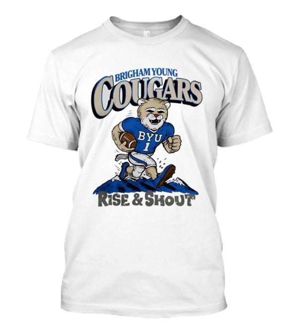 Brigham Young Cougars Cosmo BYU Number 1 Rise And Shout Football T-Shirt