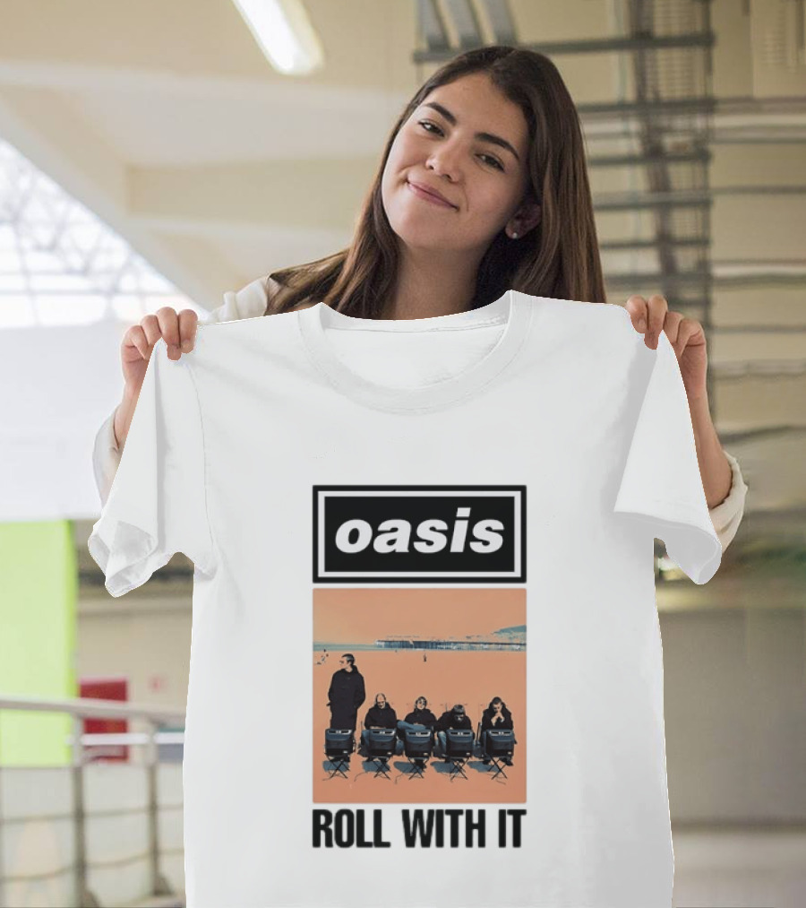 Oasis Roll With It Britpop Band Liam Gallagher T-Shirt