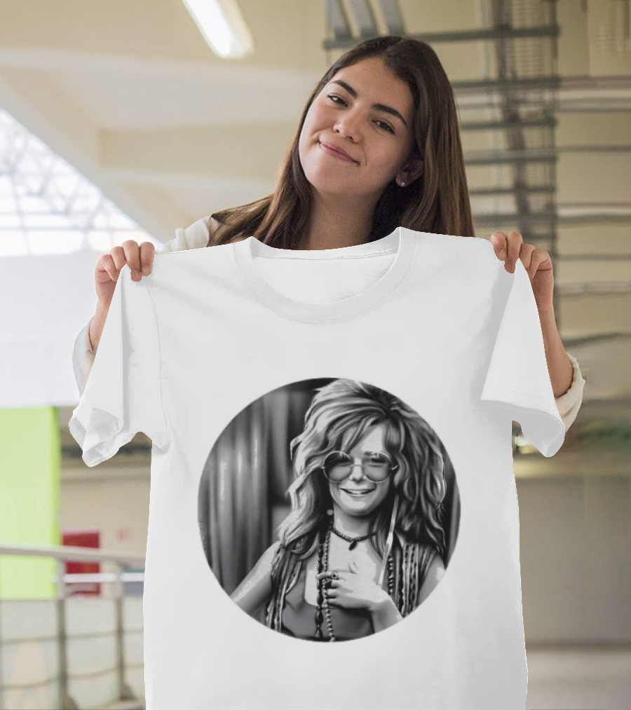 Janis Joplin Music Legend Iconic Black And White T-Shirt