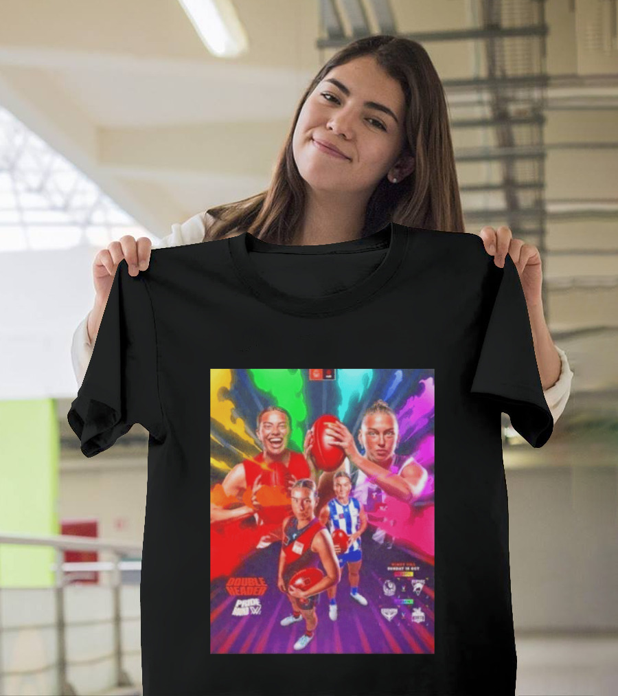 Double Header AFLW Pride Round Sydney Essendon North Windy Hill T-Shirt