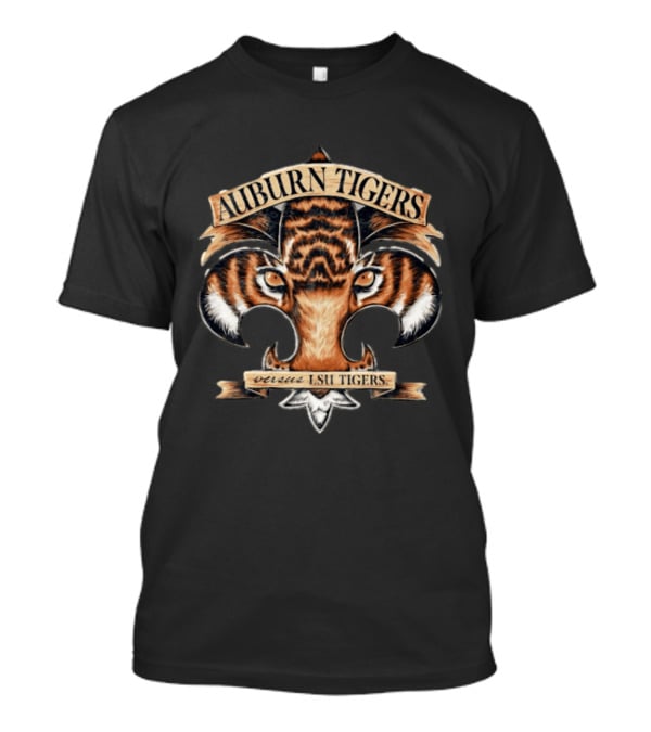 Auburn Tigers Versus LSU Tigers October 2026 Fleur De Lis Tiger Face T-Shirt