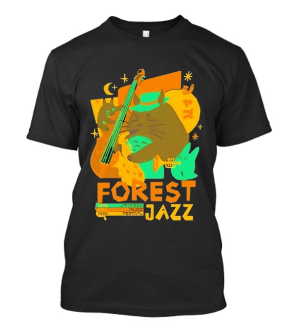Forest Jazz 1988 Japanese Music Festival Cat And Rabbit Playing Instruments T-Shirt