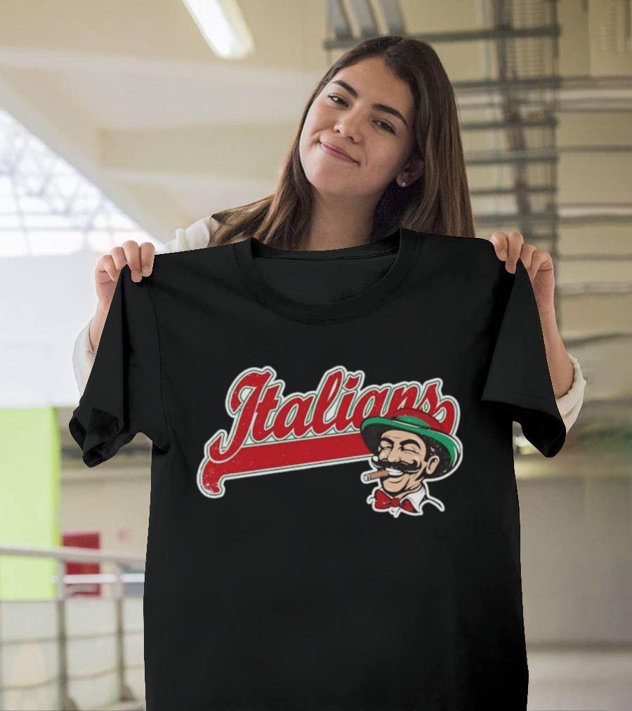 Italians Distressed Heritage Mustache Cigar Bow Tie T-Shirt