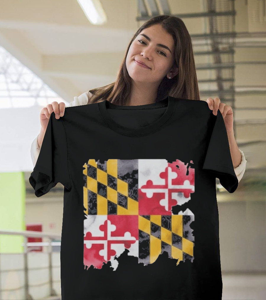 Maryland Distressed Flag Casual Summer Look T-Shirt