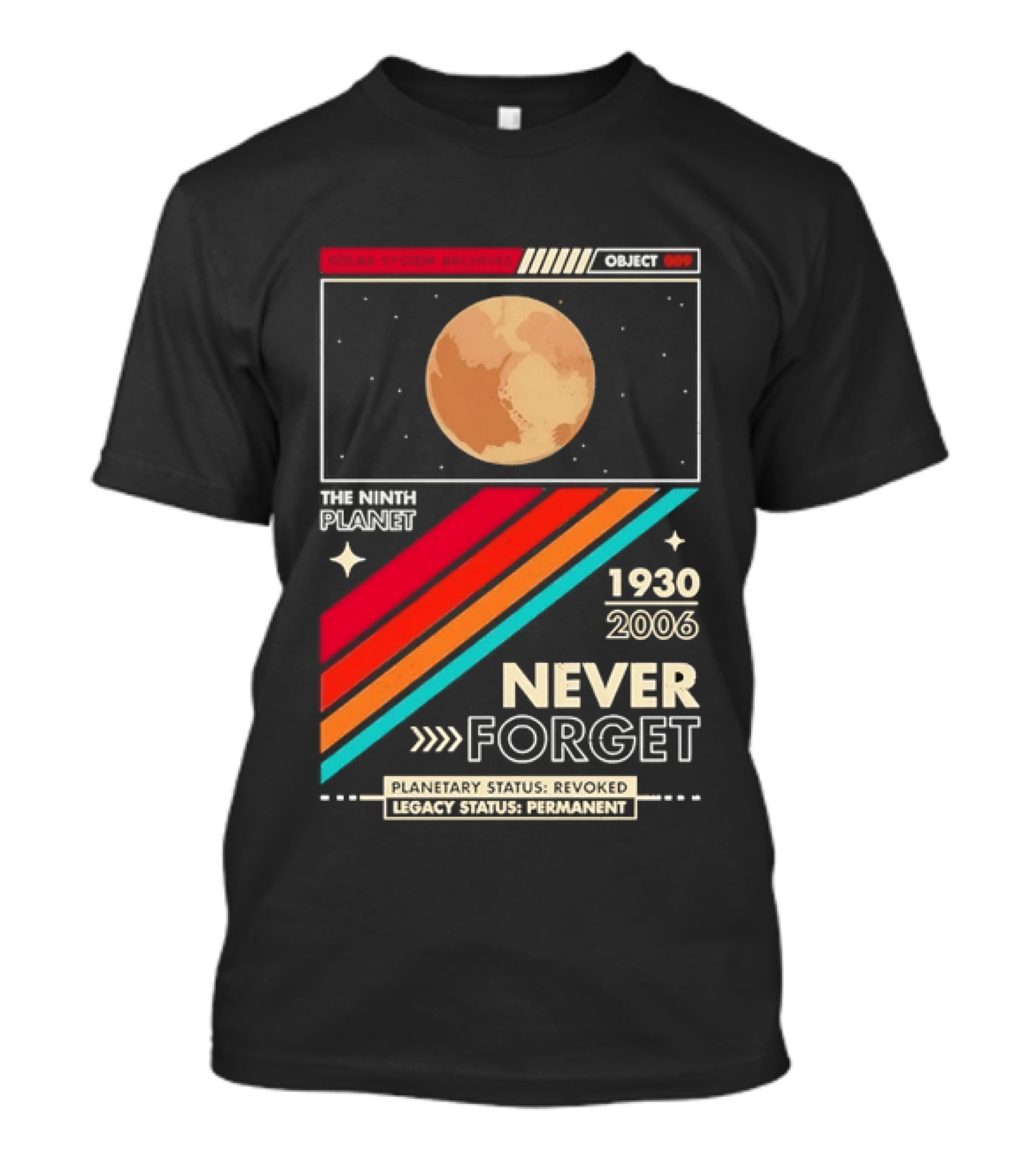 Pluto The Ninth Planet 1930 2006 Never Forget Retro Astronomy T-Shirt
