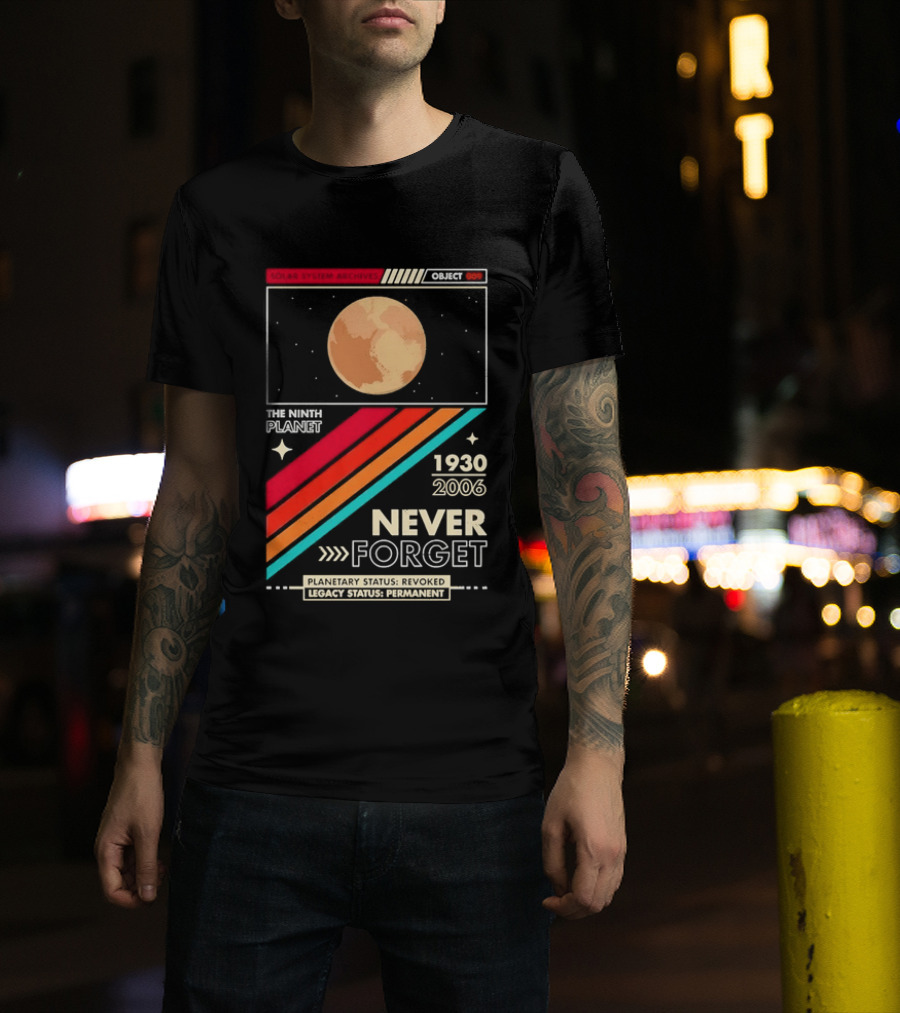 Pluto The Ninth Planet 1930 2006 Never Forget Retro Astronomy T-Shirt